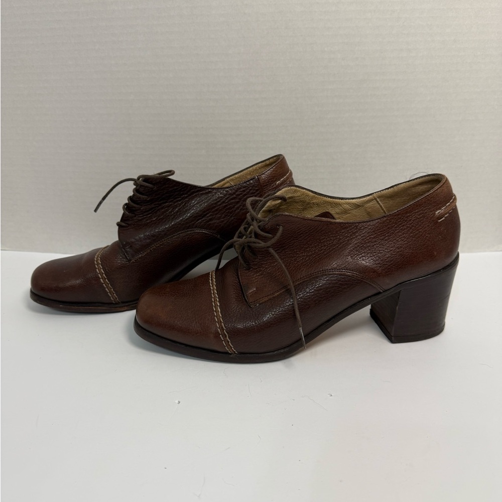 Vintage Kenneth Cole Brown Leather Oxford Heeled Shoes